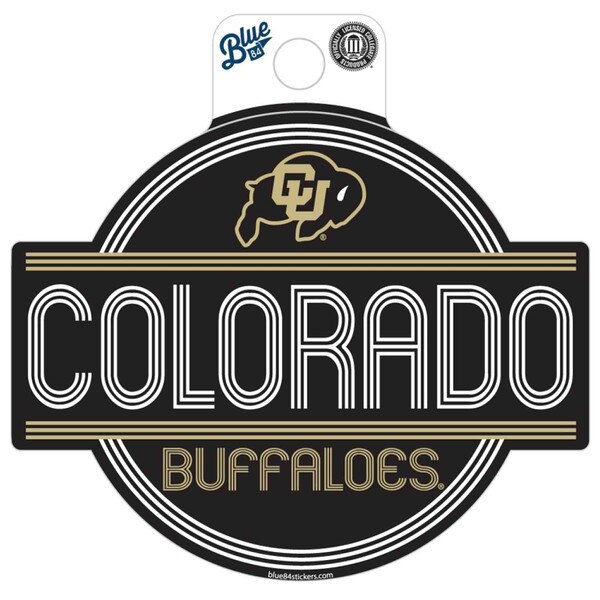 Black sticker with layered white and gold Colorado text, Colorado Buffaloes logo, and Buffaloes lettering below